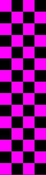 An ad that is a grid of pink and black squares in the style of the typical missing texture texture